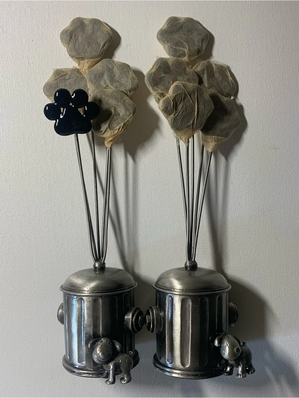 Bundle of 2 vintage y2k dog hydrant metal Polaroid photo holders